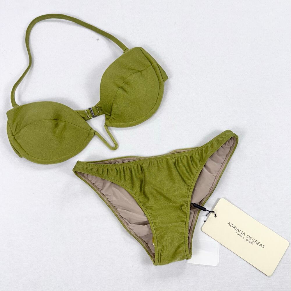 Adriana Degreas Women's Seashell Solid Strapless Bikini Set Medium Pistachio - Picture 2 of 15